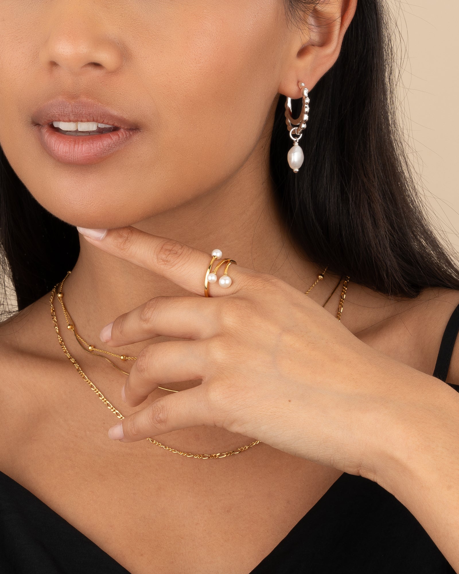 Tautropfen aus Perlenohrringen