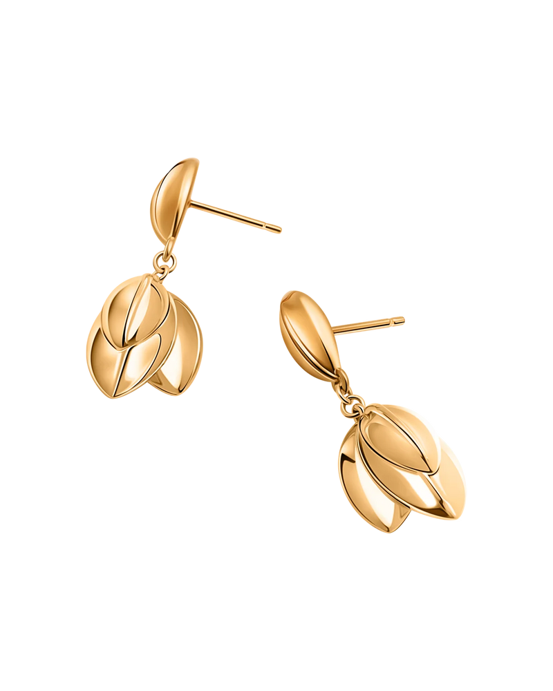 Mistletoe Leaf Earrings in 18k gold vermeil – UNTAMD London
