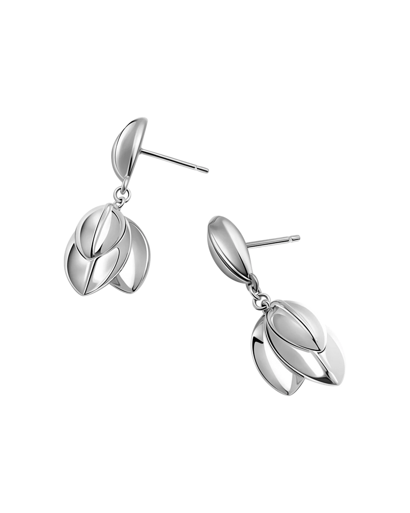 Mistletoe Leaf Earrings in rhodium-plated sterling silver – UNTAMD London