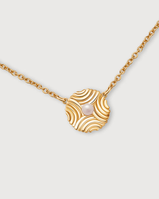 Golden Pearl Embrace Necklace