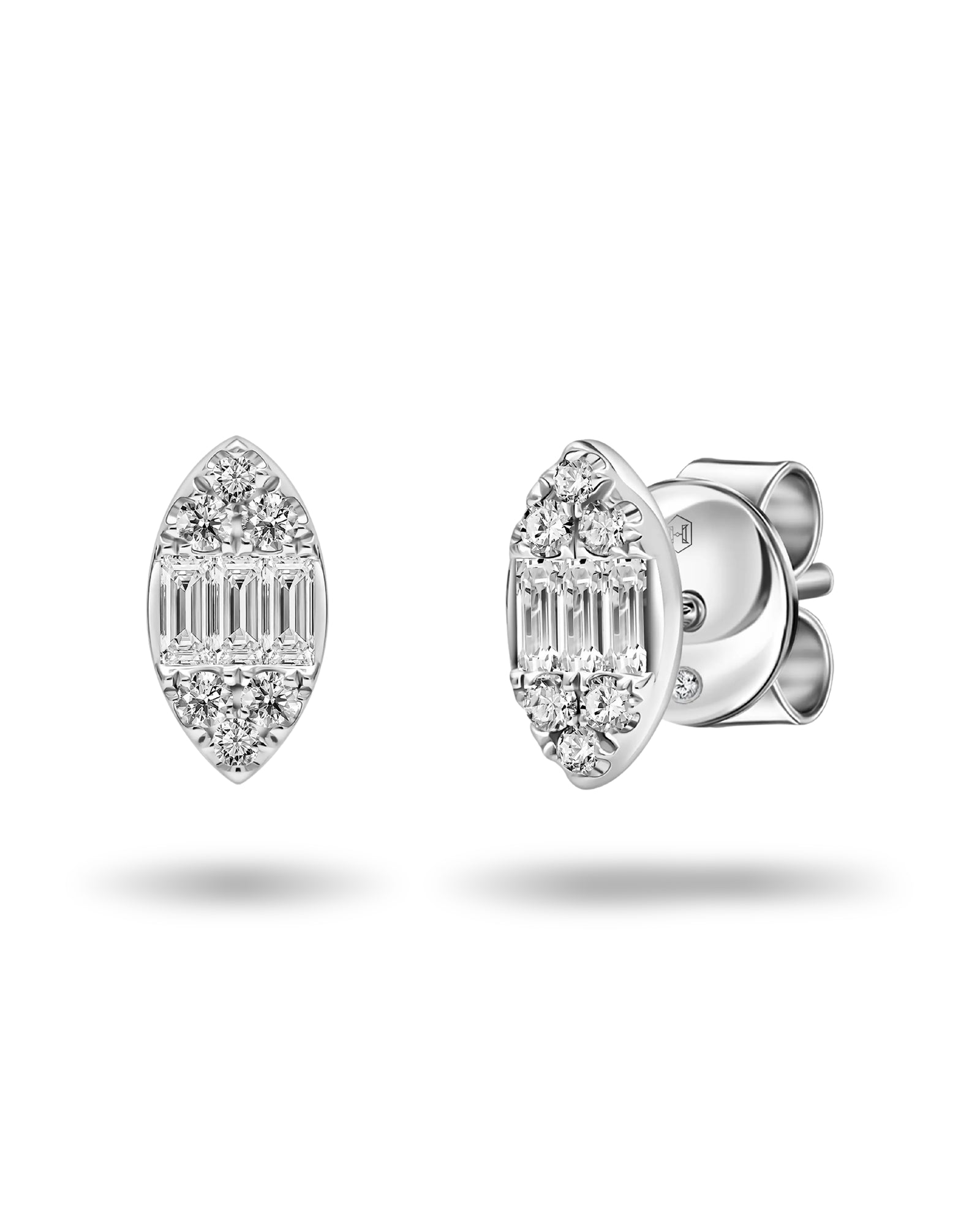Elongated Oval Diamond Earrings