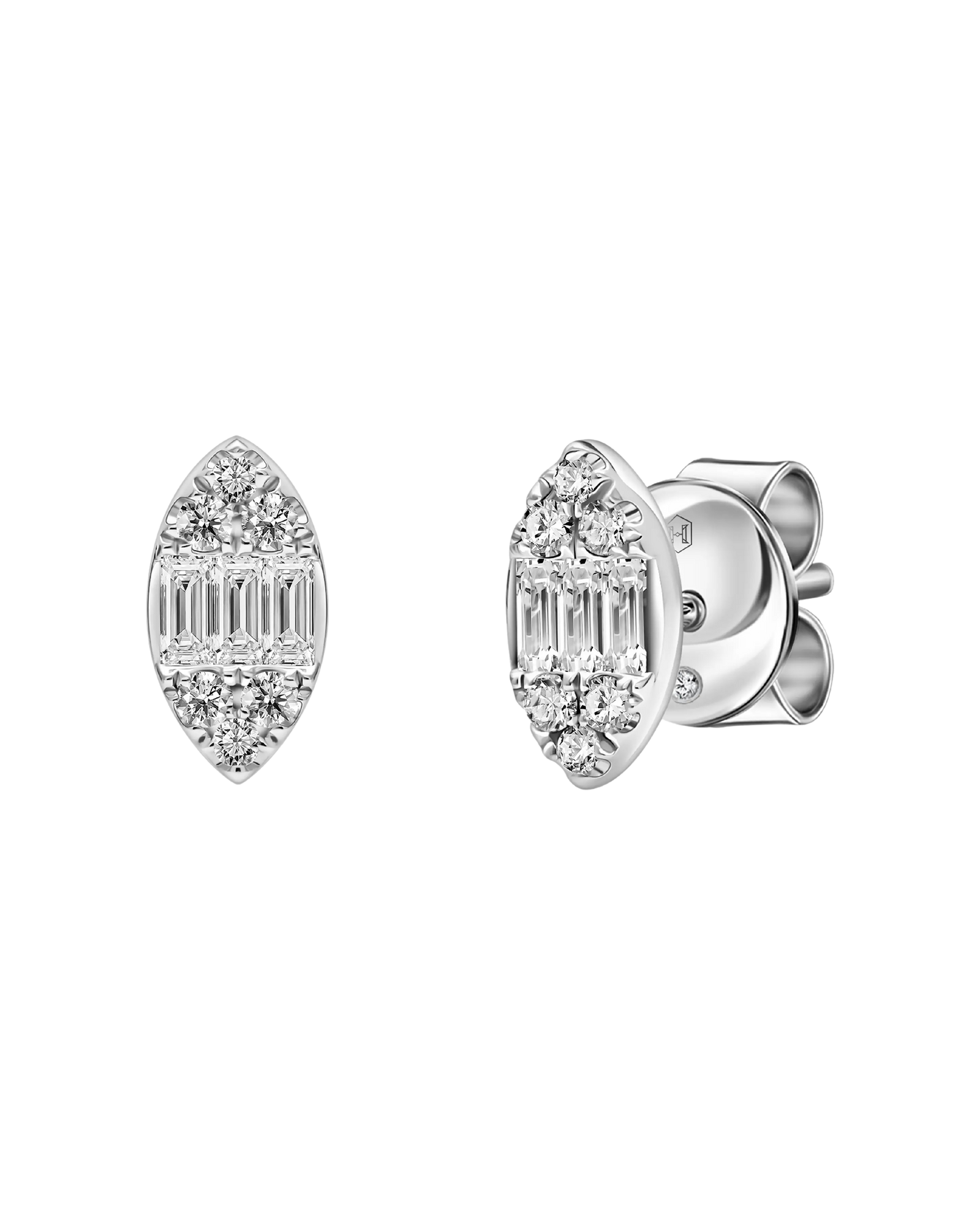 Elongated Oval Diamond Earrings