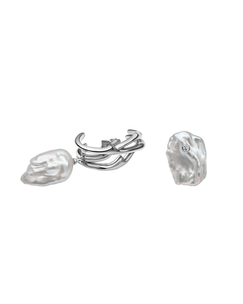 Darya Earrings in rhodium-plated sterling silver – UNTAMD London