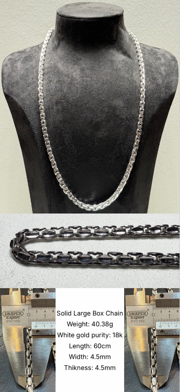 Solid Large Box Chain white gold