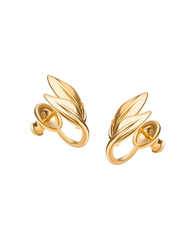 Leaf Branch Studs in 18k gold vermeil – UNTAMD London
