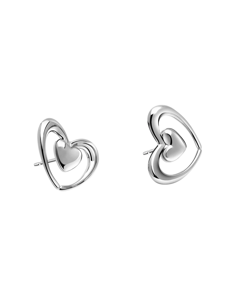 Heart Whisper Earrings in rhodium-plated sterling silver – UNTAMD London