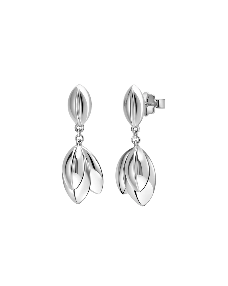Mistletoe Leaf Earrings in rhodium-plated sterling silver – UNTAMD London