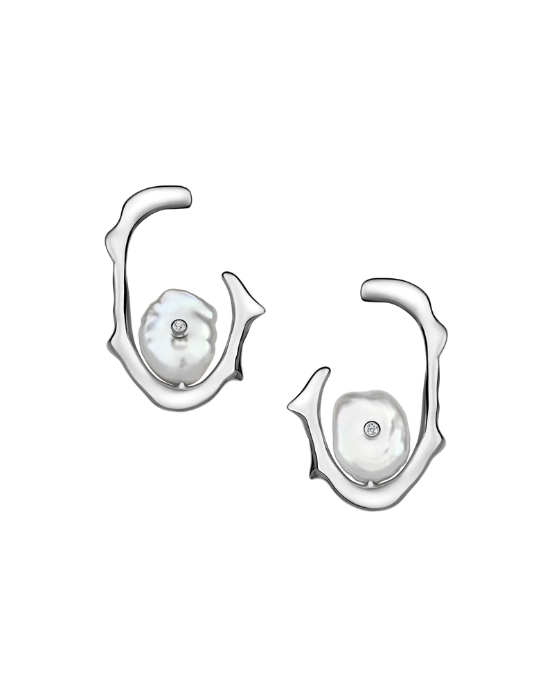 Luna Earrings in rhodium-plated sterling silver – UNTAMD London